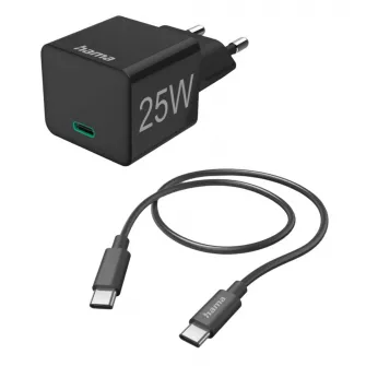 Punjači i adapteri - Mini brzi punjac sa USB-C kablom, PD, 25W, 1.5m crni