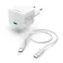 Mini brzi punjac sa USB-C kablom, PD, 25W, 1.5m beli
