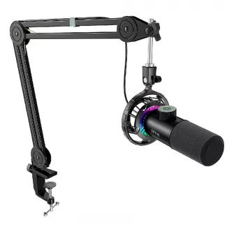 Streaming oprema - Fifine T658 USB RGB Dynamic Microphone With Boom Arm Stand - Black