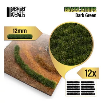 Warhammer pribor i oprema - Grass STRIPES 12mm - DARK GREEN