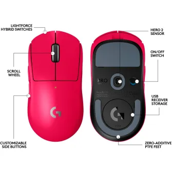 Gejmerski miševi - Logitech G Pro X Superlight 2 LightSpeed Wireless Gaming Mouse, Magenta