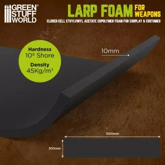 Warhammer pribor i oprema - LARP Soft Foam for Weapons 45 Kg/m Black 300x1500mm 10mm