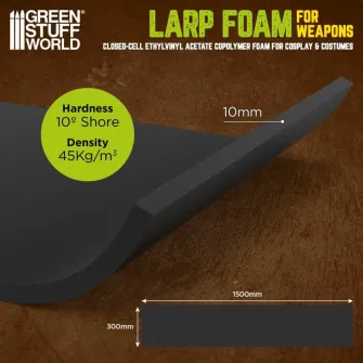 Warhammer pribor i oprema - LARP Soft Foam for Weapons 45 Kg/m Black 300x1500mm 10mm
