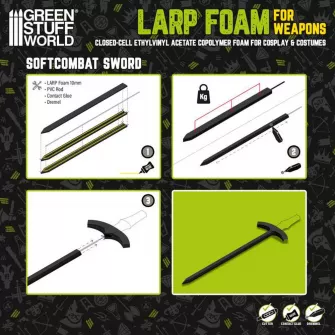 Warhammer pribor i oprema - LARP Soft Foam for Weapons 45 Kg/m Black 300x1500mm 10mm