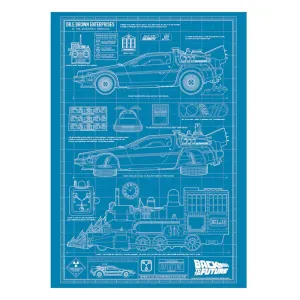 Time Machine Backdraft Design Back to the Future Time Machine Blueprint Art Print - Odlična cena ...