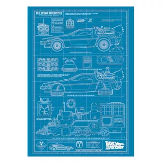 Merchandise razno - Back to the Future Time Machine Blueprint Art Print