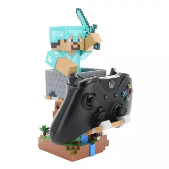 Akcione figure - Minecraft: Steve in Diamond Armour Cable Guys R.E.S.T Collectible Figure Device Holder
