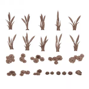 Plants: Water Lilis and Cattails