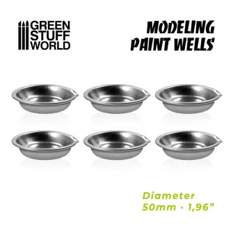 Warhammer pribor i oprema - Stainless steel modeling paint wells (Pack x6)