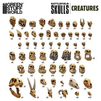 Warhammer pribor i oprema - 3D Printed - Skulls & Bones - Battlefield Skulls - Creatures