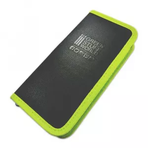 Premium Leather Case - Black with Green Border and Logo