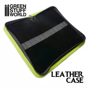 Premium Leather Case - Black with Green Border and Logo