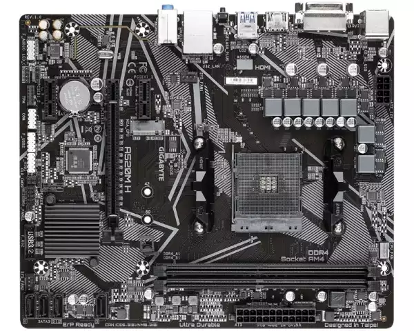 Matična ploča AM4 Gigabyte A520M H RGB  DVI/HDMI/M.2