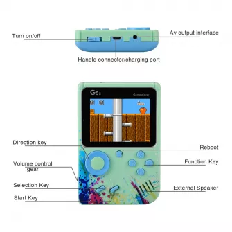 Retro konzole - Gaming Console - G5 Handheld Console (Green-Blue)