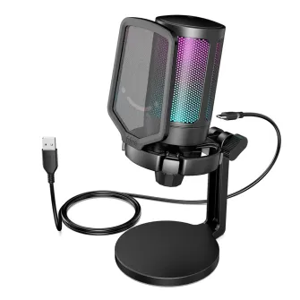 Gejmerski mikrofoni - FIFINE A6NEO Condenser RGB USB Microphone Black