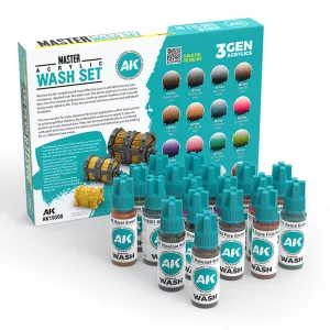Master Acrylic Wash Set Full Range 18 Colors