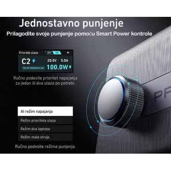 Punjači i adapteri - Prime 250W GaN stoni brzi punjač, 6-portova (4x USB-C, 2x USB-A) srebrni 