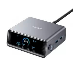 Punjači i adapteri - Prime 250W GaN stoni brzi punjač, 6-portova (4x USB-C, 2x USB-A) srebrni 
