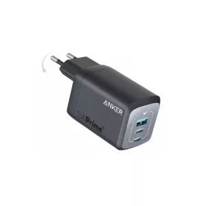 Punjači i adapteri - Prime 67W GaN zidni brzi punjač, 3-porta (2x USB-C i 1x USB-A) crni 
