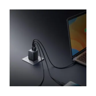 Punjači i adapteri - Prime 67W GaN zidni brzi punjač, 3-porta (2x USB-C i 1x USB-A) crni 