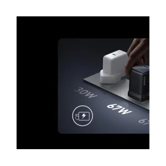 Punjači i adapteri - Prime 67W GaN zidni brzi punjač, 3-porta (2x USB-C i 1x USB-A) crni 