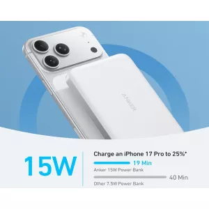 Power bank - MagGo 10000mAh, 15W, magnetno bežični power bank, beli 