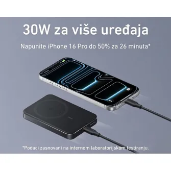 Power bank - MagGo 10000mAh, 15W, magnetno bežični power bank, crni 