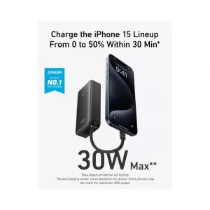 Power bank - Nano 10000mAh, 30W, sa ugrađenim USB-C kablom, Power Bank crni 