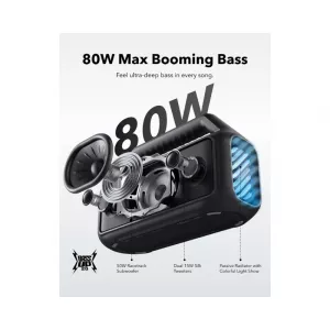 Bluetooth zvučnici - Soundcore Boom 2 80W 2.1 prenosivi bluetooth IPX7 zvučnik crni 