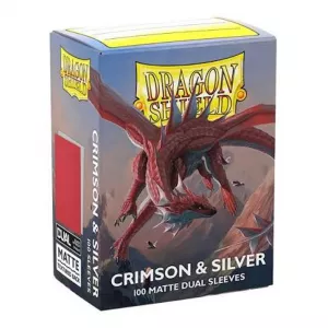 Dragon Shield Dual Matte Sleeves - Crimson & Silver (100 Sleeves)