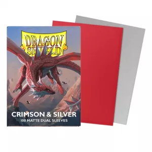 Dragon Shield Dual Matte Sleeves - Crimson & Silver (100 Sleeves)