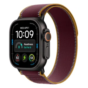 Apple Watch Ultra 4 Cellular 49mm Black Titanium Case with Burgundy Trail Loop - S/M