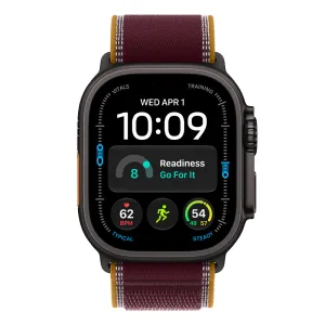 Apple Watch Ultra 4 Cellular 49mm Black Titanium Case with Burgundy Trail Loop - S/M