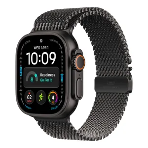 Apple Watch Ultra 4 Cellular 49mm Black Titanium Case with Black Titanium Milanese Loop - S