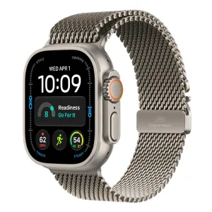 Apple Watch Ultra 4 Cellular 49mm Natural Titanium Case with Natural Titanium Milanese Loop - M
