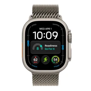 Apple Watch Ultra 4 Cellular 49mm Natural Titanium Case with Natural Titanium Milanese Loop - M