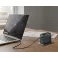 100W GaN zidni brzi punjač, 3-porta (2x USB-C i 1x USB-A) sa USB-C M/M pletenim kablom, tamno sivi 