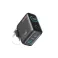 100W GaN zidni brzi punjač, 3-porta (2x USB-C i 1x USB-A) sa USB-C M/M pletenim kablom, tamno sivi 