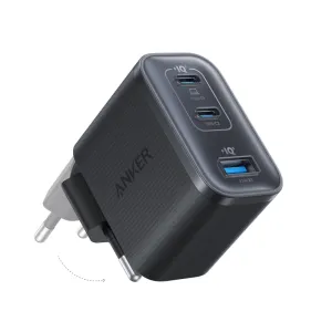 Nano 70W GaN zidni brzi punjač, 3-porta (2x USB-C i 1x USB-A) crni 