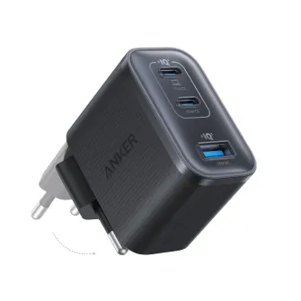 Punjači i adapteri - Nano 70W GaN zidni brzi punjač, 3-porta (2x USB-C i 1x USB-A) crni 