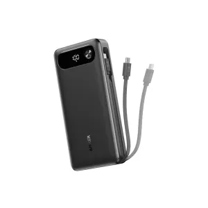 20000mAh, 87W, sa ugrađenim USB-C kablom na izvlačenje, Power Bank crni 