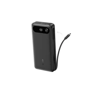 20000mAh, 87W, sa ugrađenim USB-C kablom na izvlačenje, Power Bank crni 