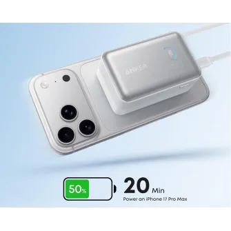 Power bank - Nano 10000mAh, 45W, sa ugrađenim USB-C kablom na izvlačenje, Power Bank beli 