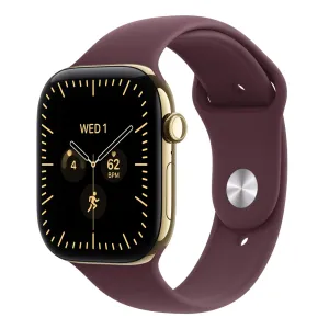 Apple Watch S12 Cellular 46mm Radiant Gold Titanium Case with Burgundy Sport Band - S/M
