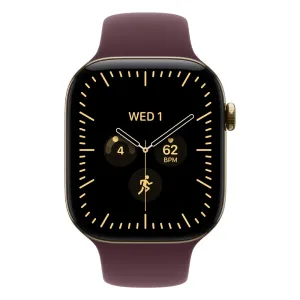 Apple Watch S12 Cellular 46mm Radiant Gold Titanium Case with Burgundy Sport Band - S/M