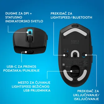 Gejmerski miševi - G305 X Lightspeed Wireless Gaming Mouse, Black