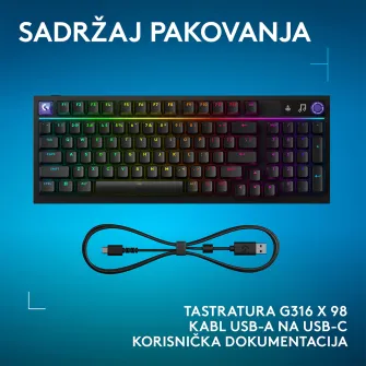Gejmerske tastature - G316 X 98 Gaming Keyboard Black US, USB