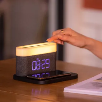 Bežični punjači - Aurora Lamp with Clock and Wi-Fi Charger
