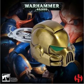 Privesci - Warhammer 40K Metal Keychain Space Marine MKVII Helmet Gold