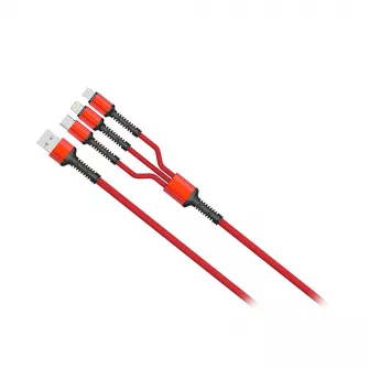 USB kablovi - Connect 3 in 1 USB Data Cable Red